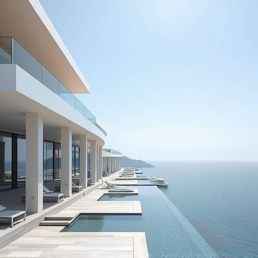 Arquitectura moderna y elegante de un resort de lujo con vistas al mar