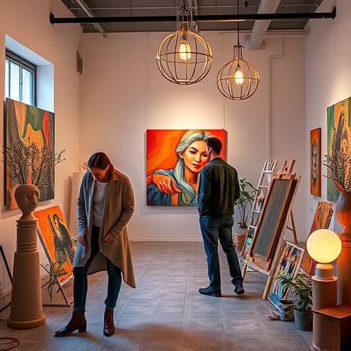 Artistas trabajando en un estudio de arte contempor&aacute;neo en Madrid